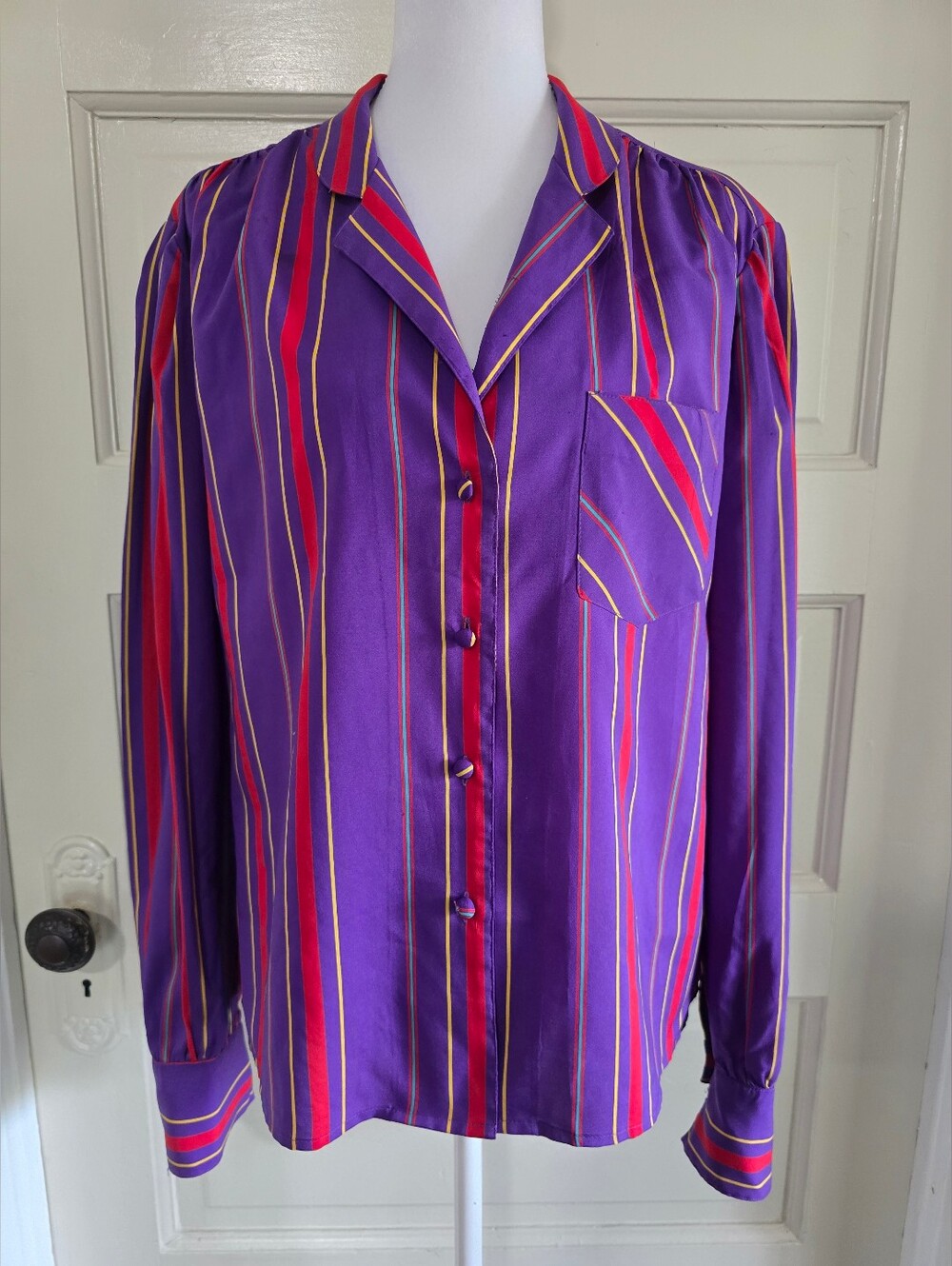 Vintage Josephine Purple Striped Button-Down Shirt - Picture 1 of 12